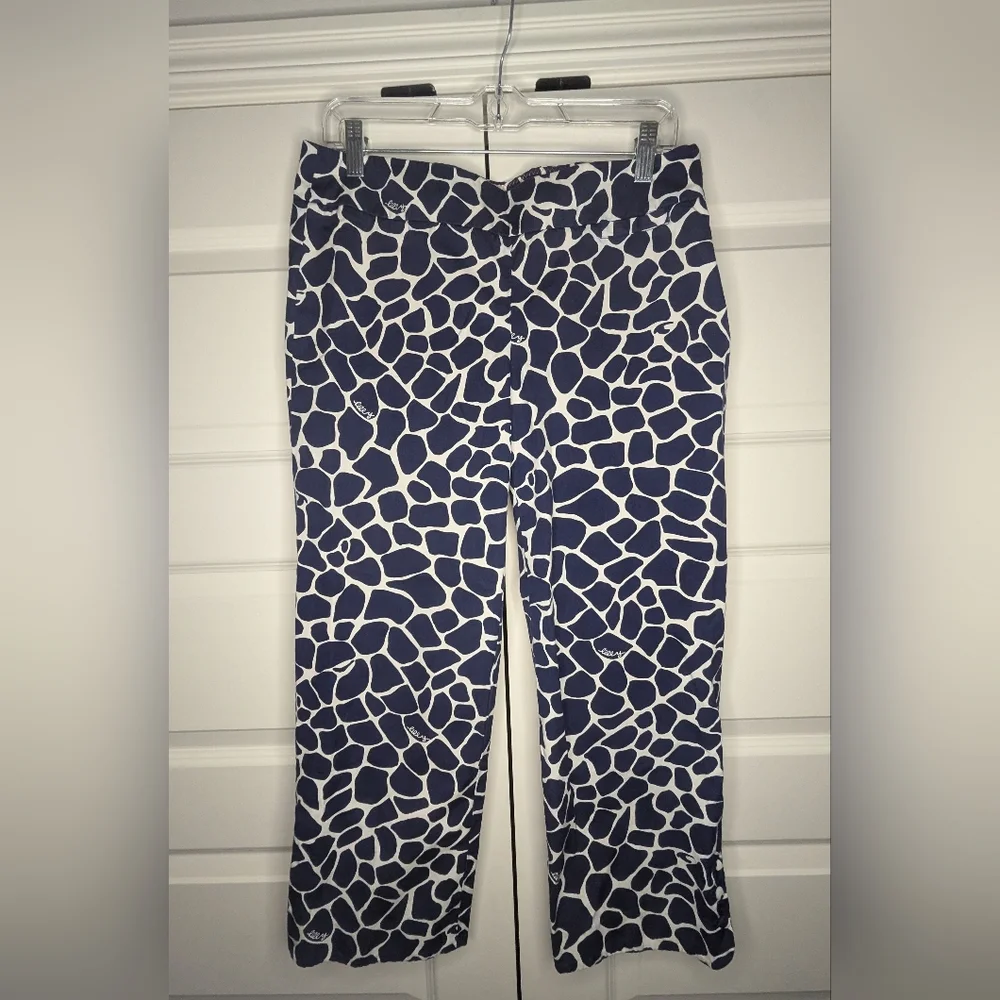 SEE DETAILS - Lilly Pulitzer Womens Size 8 Kristen Capri Cropped Navy Pants - Picture 1 of 15